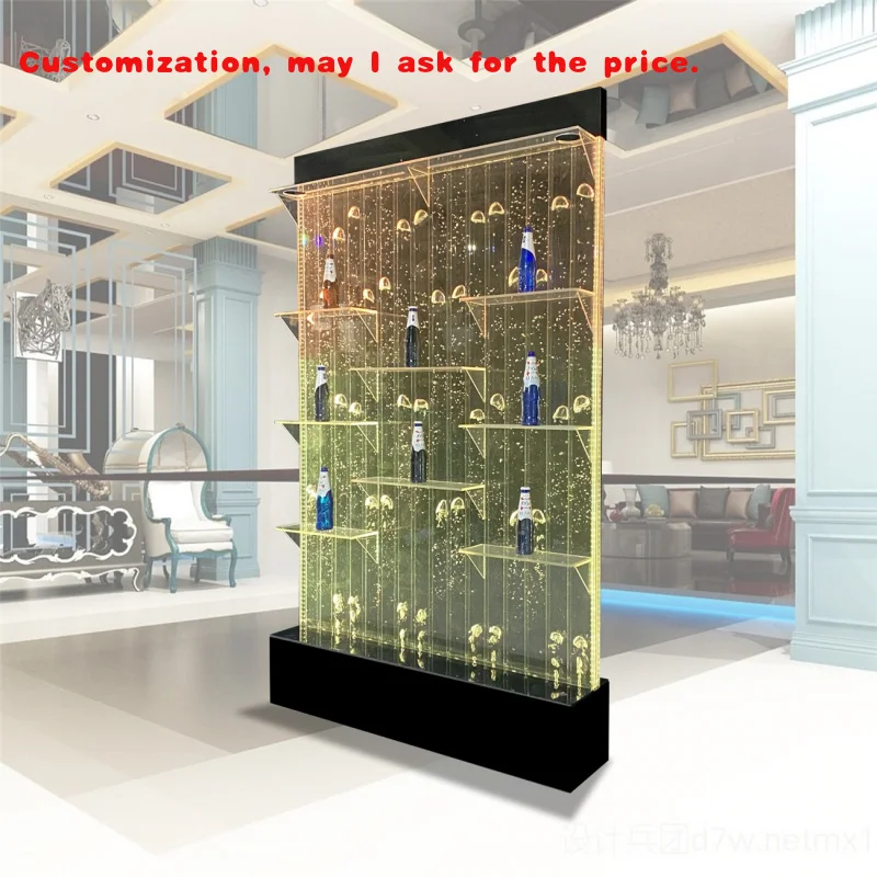 

custom.Modern Home bar Furniture LED Lighting Aquarium Wine Display Living Room Cabinets