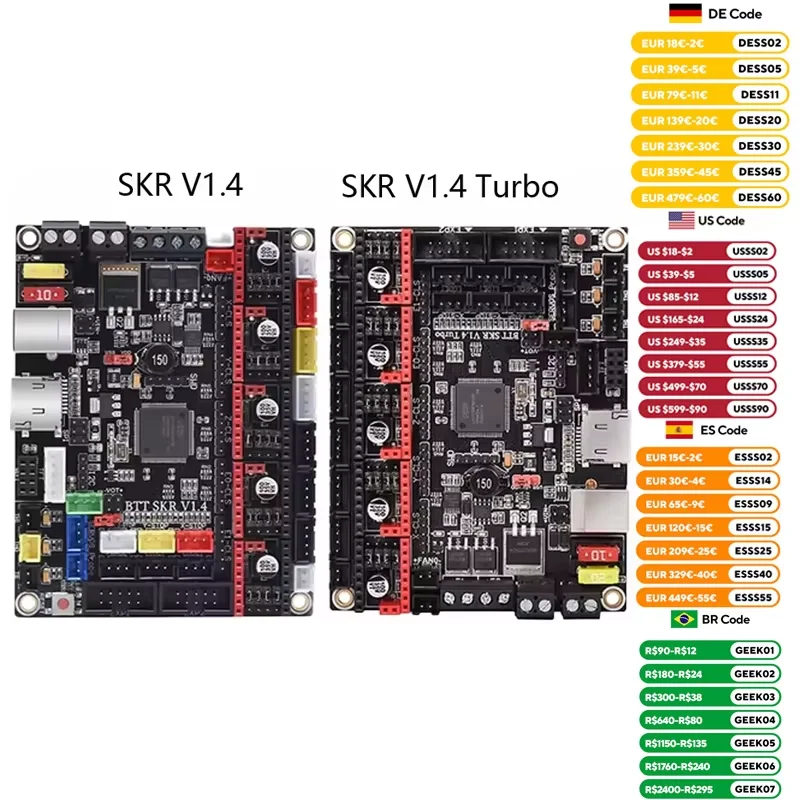 BIGTREETECH SKR V1.4 Turbo SKR V1.4 32 Bit Motherboard Support UART SPI ESP-01S TMC2209 Upgrade For LCD12864 Ender3 3D Printer