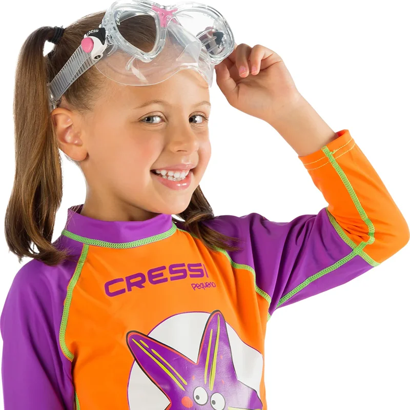 Cressi MAREA JR Kids Snorkeling Diving Mask Boys Girls Tempered Glass Lens 2 Window Goggles for Children