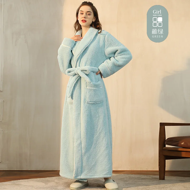 Autumn Winter Thickened Warm Plus Size Couple Dressing Gown Beauty Salon Health Club\'s Style Knee-Length Luxury Noble Robe