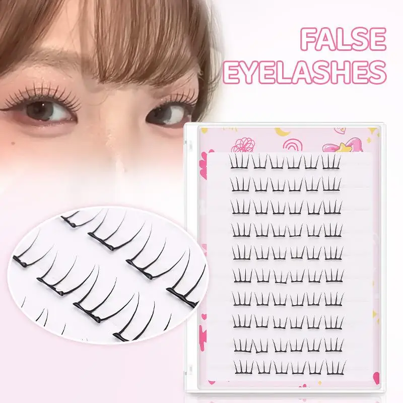 10-row Adhesive-free Natural False Eyelashes Thin Strips Adhesive-free Rows DIY 10 Natural Voluminous Segmented Eyelashes L A7J4