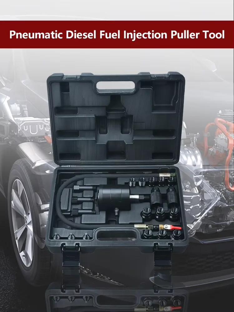PROGICI 21-teiliges 1000 NM pneumatisches Injektor-Abzieher-Werkzeugset, professionelles Luftvibrations-Injektor-Entfernungs- und Extraktionswerkzeug mit mehreren Adaptern