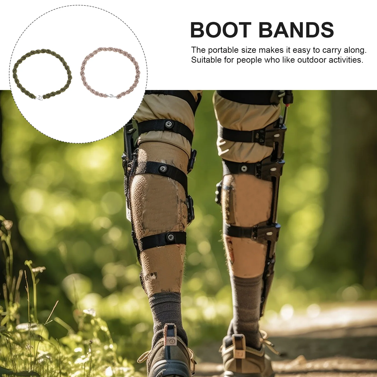 

8pcs Elastic Boot Bands Black Green Adjustable Leggings Ropes Outdoor Straps Metal Hooks Portable Camping Hiking Accessories