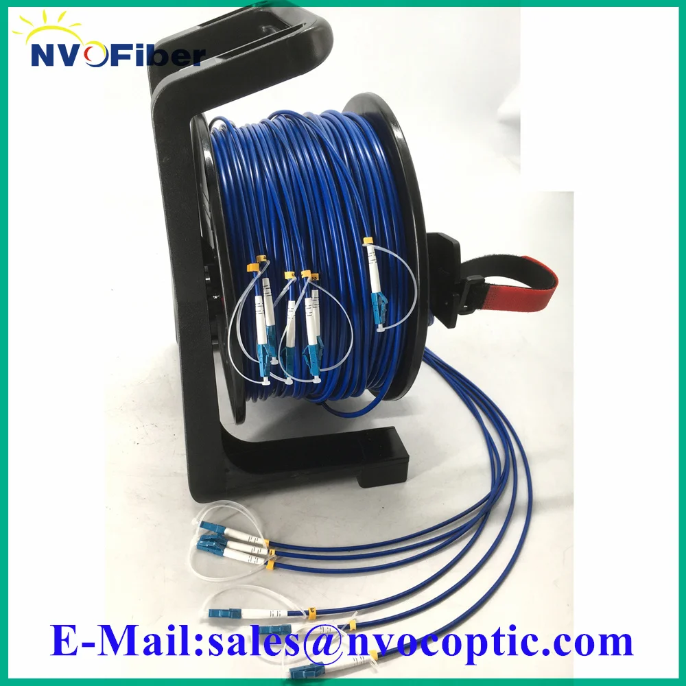 150M LC/SC/FC/ST UPC 6 Cores G657A1 SMF 4.5mm Outdoor Armored PVC Fiber Optic Patch Cord With Cable Reel PCD310 For Broadcasting