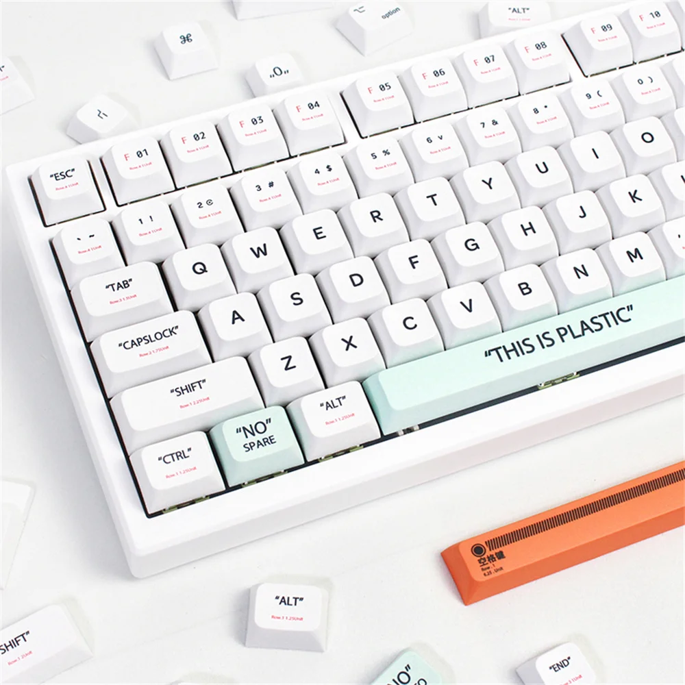 141 Keys Plastic White Keycaps XDA Profile PBT Dye Sublimation Key Caps for GMK67 Gaming Mechanical Keyboard MX Switches Keycaps