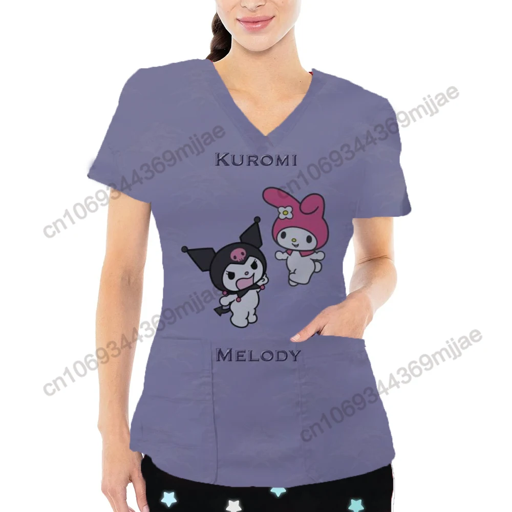 Nurse Uniform One Pieces Disney Traf 2023 Woman V-neck Women\'s -shir T Shirt for Women Clothing 2023 New Arrivals Pocket Yk2