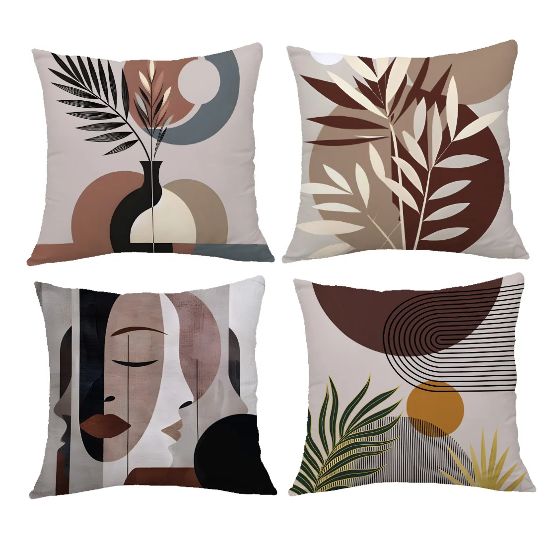 Modern Leaf And Face Patterned Decorative Throw Pillows Polyester pillowcase, sofa decorative cushion cov Headboard Pillow