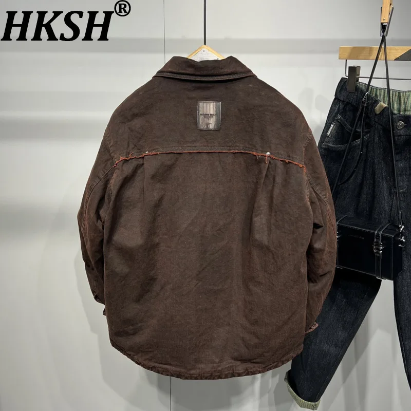 

HKSH Autumn Winter New Men Tide Turn-Down Collar Denim Jacket Trendy Brand Fashion Casual 90% Down Warm Vintage Coat Ins HK17071