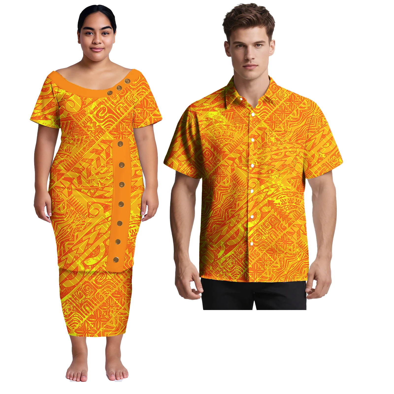 2025 Abbigliamento Samoano Puletasi abbinato a uomini e donne Abito artistico vintage Samoa Abito polinesiano Set di coppie