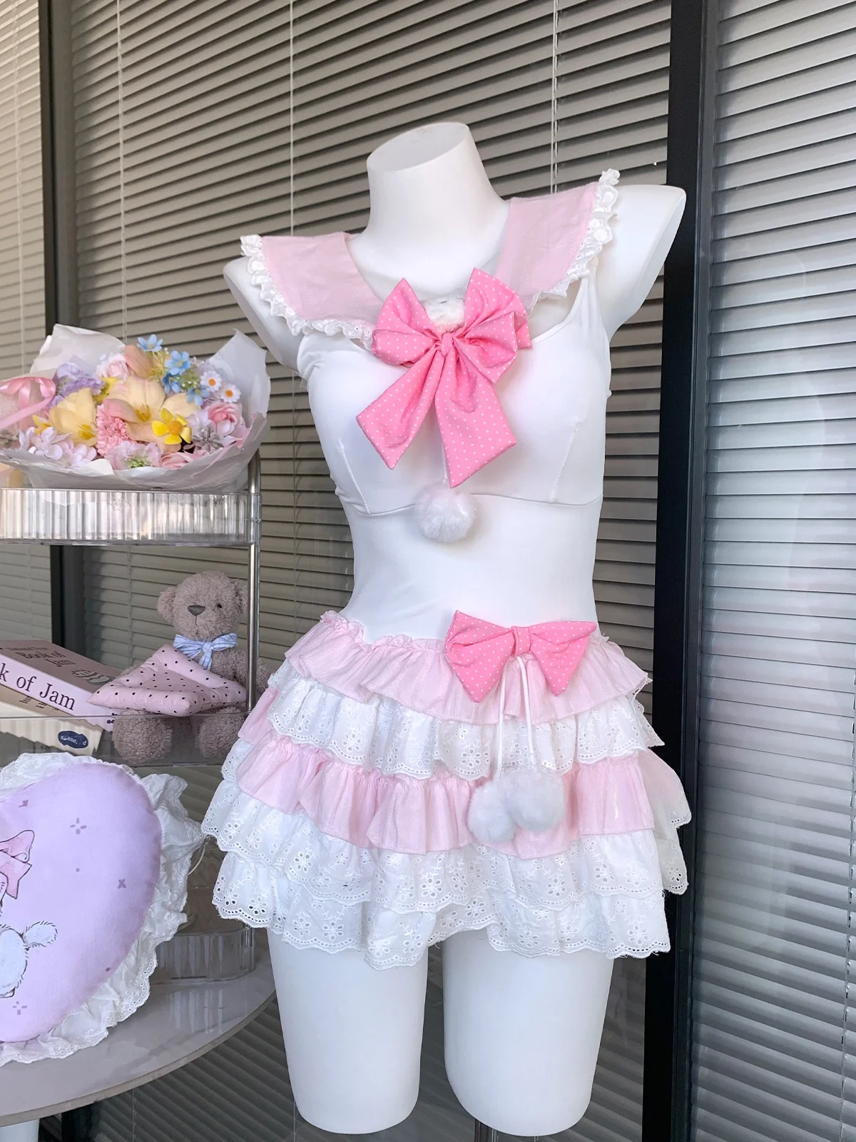 ピュアデザイア-バタフライノット-ロリータドレス-セクシー-スパイシーガール衣装-ケーキスカート-ロリータワンピース-デートスリープウェア-ショートスカート-スタンドカラー