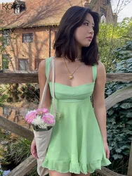 KLALIEN-minivestido francés romántico para mujer, vestido elegante de oficina, línea A, Simple, salvaje, para fiesta en la playa, novedad de verano 2022