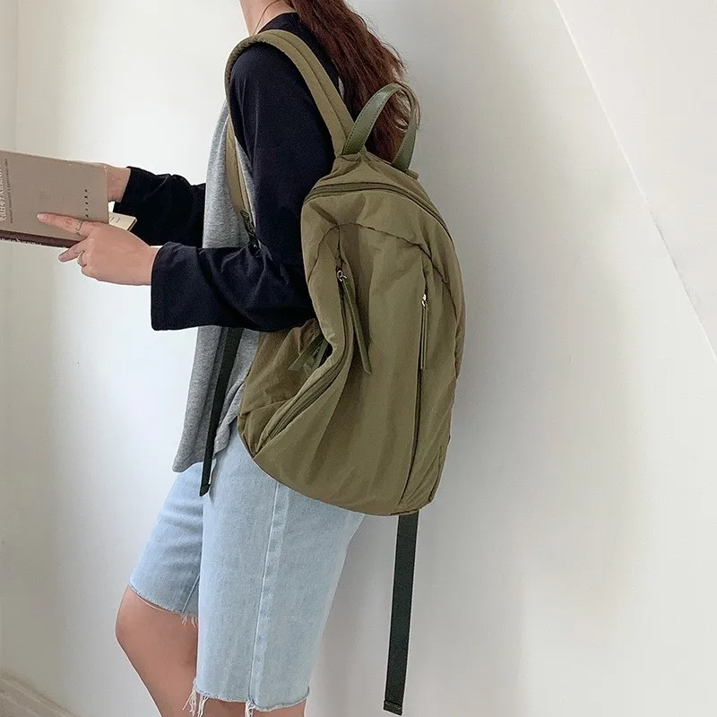 Sac à dos en nylon coréen avec fermeture éclair pour femme, grande capacité, sacs à dos pour étudiants, décontracté, simplicité, voyage, nouvelle mode, 2024