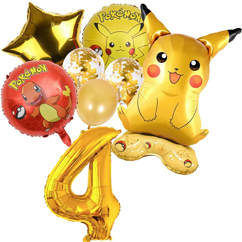 2 セット 8 個ピカチュウフィギュアデアニメ誕生日パーティー誕生日パーティーの装飾子供ブルーバルーン 1 2 3 4 5 6 7 8 9 風船ベビーショー