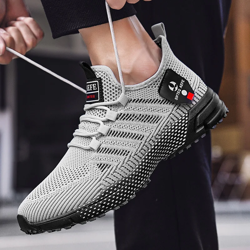 YRZL Zapatillas para correr para hombre, zapatillas ligeras de malla transpirable, zapatillas cómodas antideslizantes para caminar para hombre, calzado deportivo para exteriores