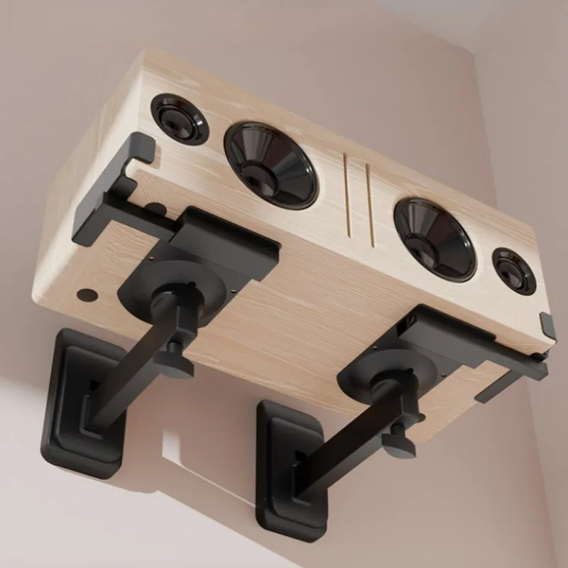 Thickened Steel Adjustable Speaker Wall Mount, Bookshelf Surround Sound Bracket with Hidden Cable Management, Sturdy HiFi Shelf