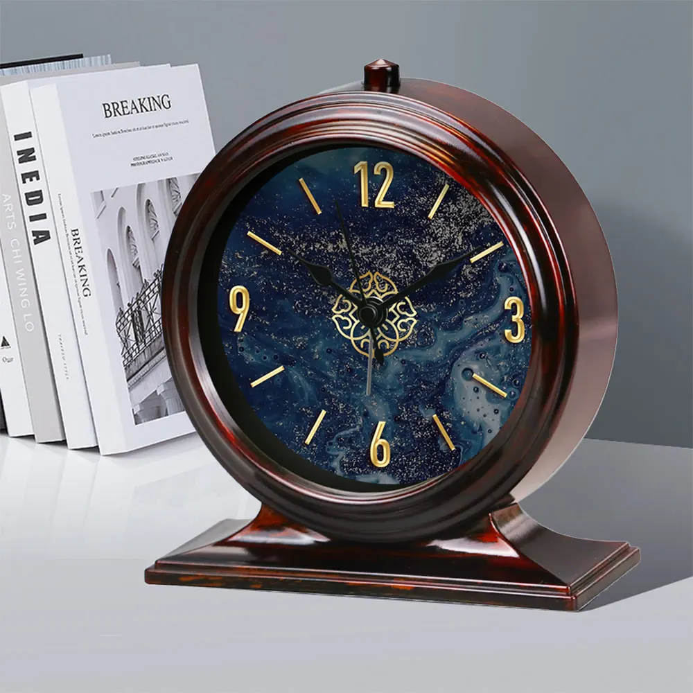 

Vintage Clock Tabletop Silent Movement Non Ticking Luxury Golden Number Bedroom Study Bedside Desk Clock Elegant Home Decor