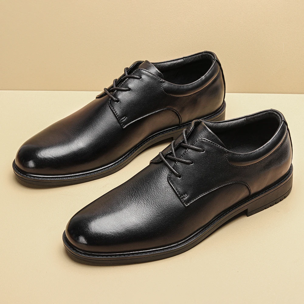 mens black dress shoes brown sole Men's Formal Genuine Cow Leather Derby Shoes Pigskin Lined Ultra Soft Rubber Formal Footwear Size:EU 35/US 5 the Aegis microbe shield pattern-Plain Bridesmaids Dresses | Chantilly