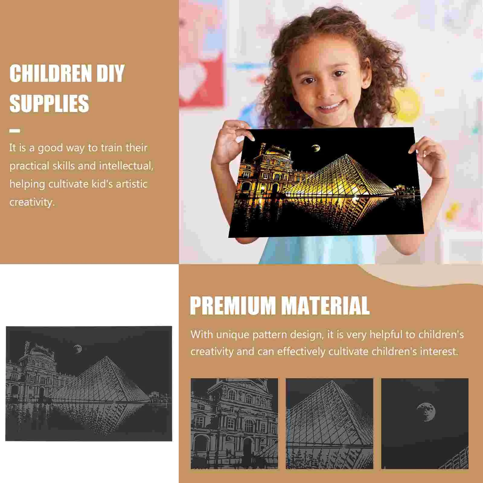 2 Pcs Scratch off Crafts City Night View Picture DIY Paper Cards Kids Child