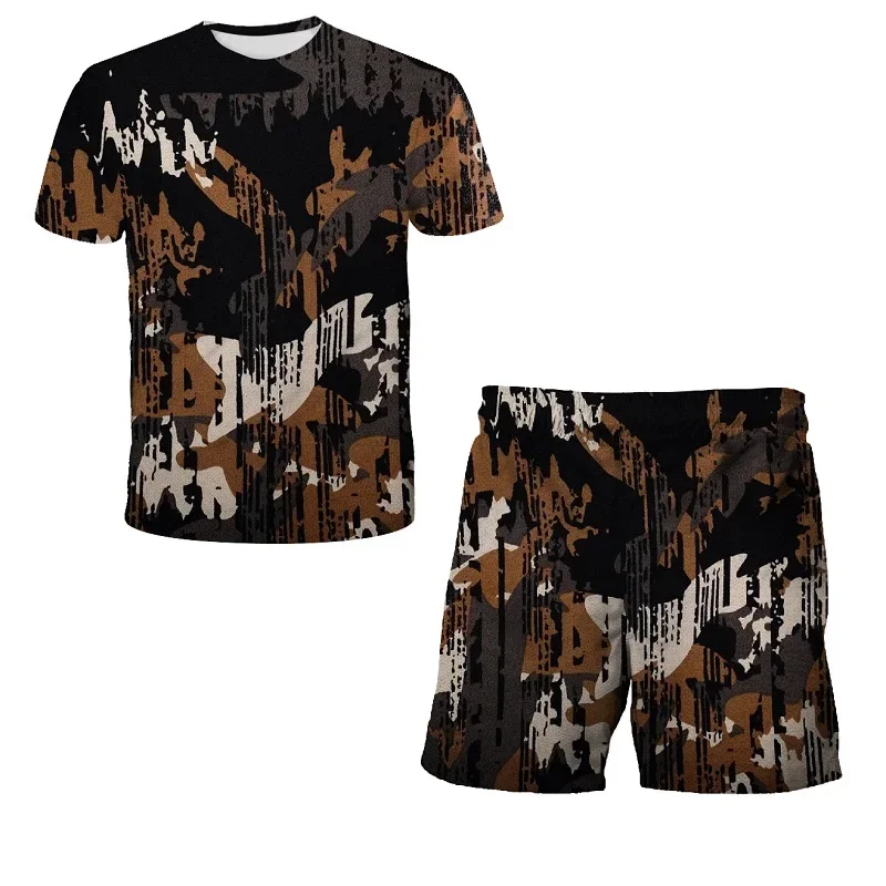 2023 Summer Kids Clothes Set For Baby Boys Camouflage Tops Pants 2PCS Short Sleeve Costume Tracksuit Outfits Set