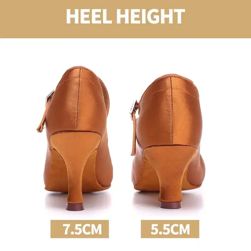 Zapatos de baile latino de tacón medio alto para mujer, zapatos de baile de salón para adultos, zapatos de baile cuadrados, zapatos de baile de suela suave, gran oferta