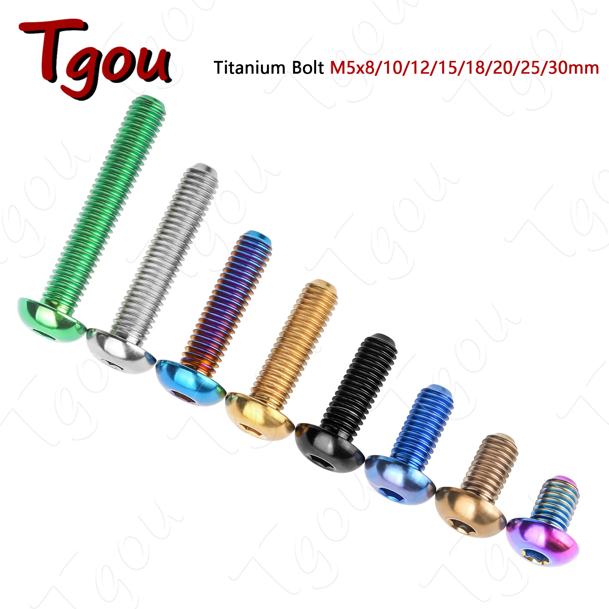 Tgou Titanium Bolt M5x8/10/12/15/18/20/25/30mm Half Round Head Hex Screw for Water Bottle Cage Fixing Bolts Bike Screws