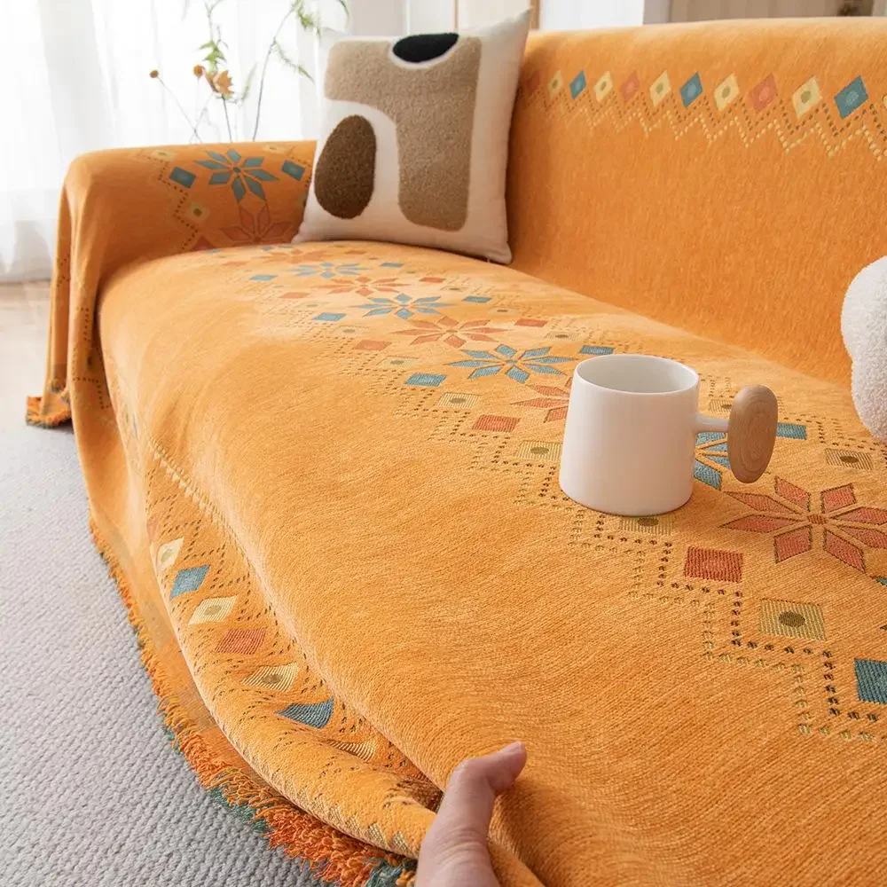 1pcs Bohemian Sofa CushionFour Season Universal Anti Slip Leather Seat Cover Anti Cat Scratching Bed Furniture Protrctor