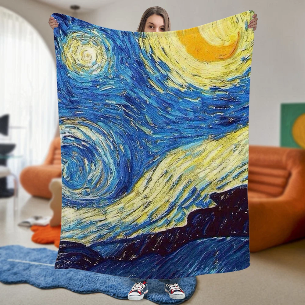 Customized blankets include world-renowned paintings, oil paintings, printing, bed decorations, carpets, picnic flannel blankets