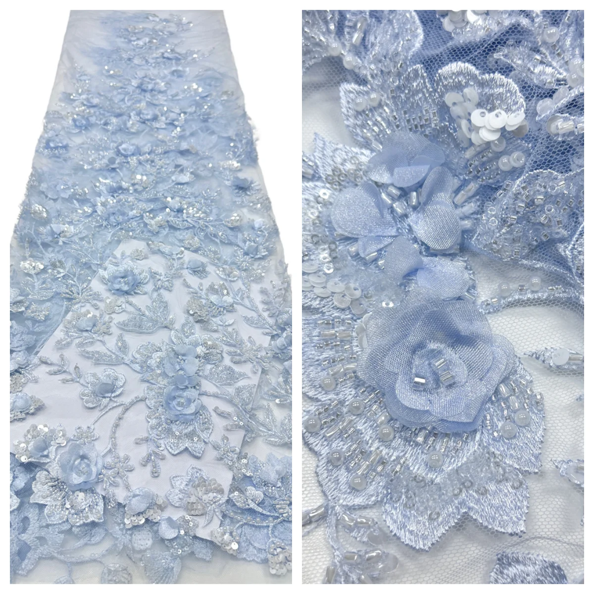 2026 Luxury French Tulle Net Lace with Sequins and Beads African Nigerian Embroidered Lace Fabric Lace Fabric for Sewing