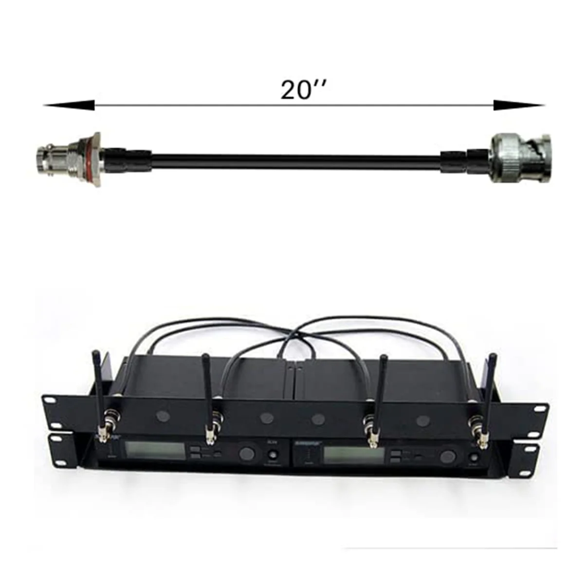 T85C Wireless Microphone Antenna Extension Cable 2ft with BNC Connector, 2-Pack for Rack Mount Systems
