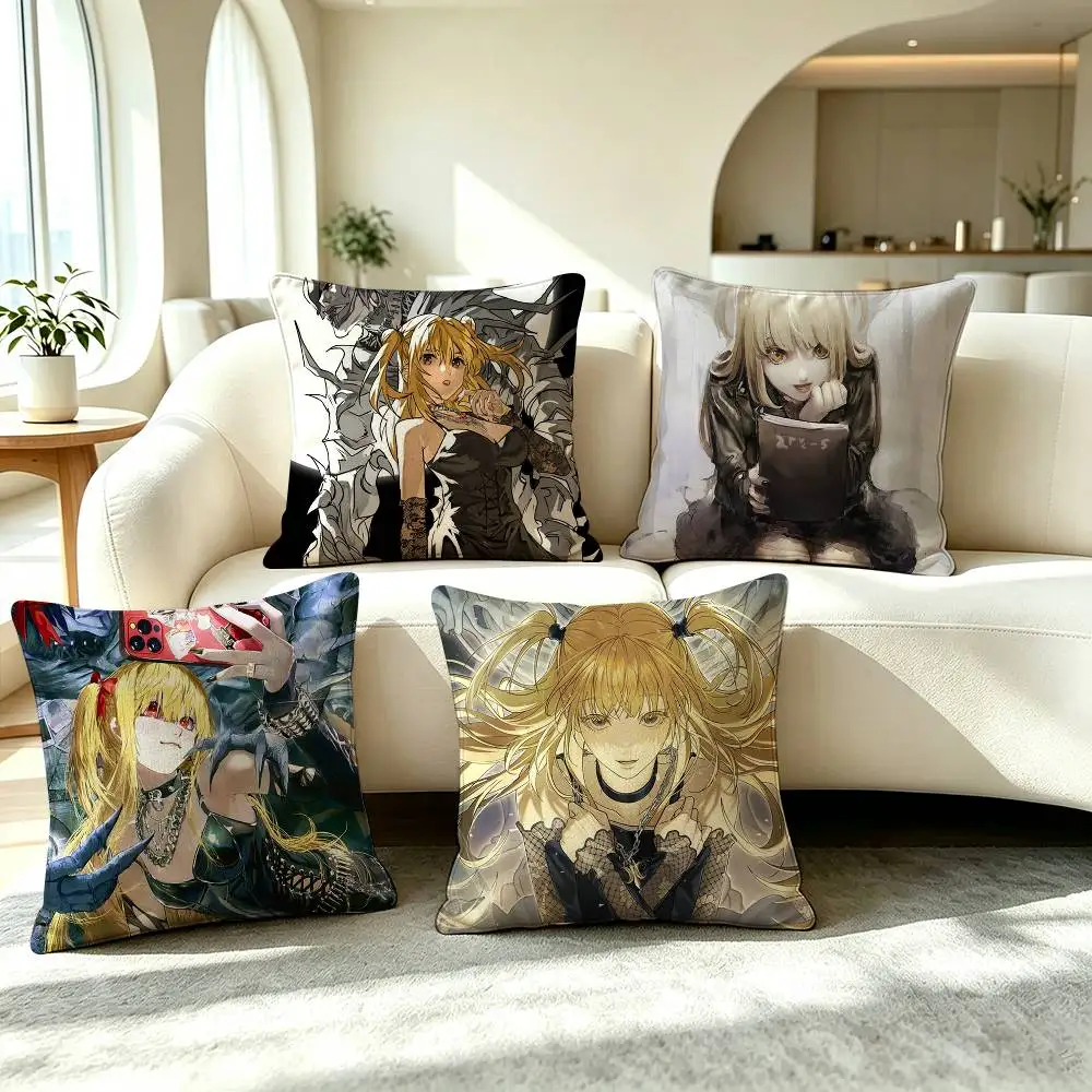 M-Misa Amane Death Note  Pillow Case Square Double-Sided Sofa Cushion Cover Bedroom Bedside Pillow