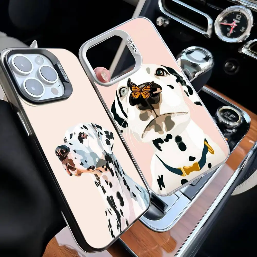 

Dalmatian dog illustration Phone Case For iPhone 16,15,14,13,12,11,Mini,Pro,MAX Black Matte Shockproof Cover