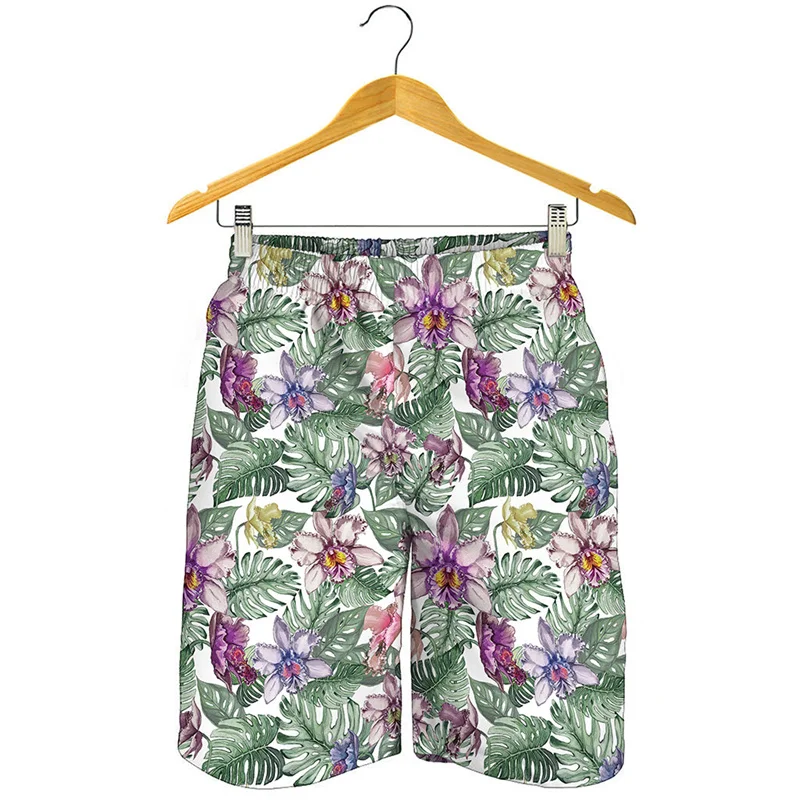 Pantaloncini da spiaggia con grafica tropicale Cattleya pantaloncini da bagno hawaiani floreali stampati in 3D pantaloncini da surf estivi da uomo pantaloncini larghi da strada