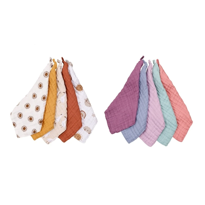 

W3JF 5pcs Soft Quick absorbing Baby Spit Cloth Multi purpose Baby Towel for All Age