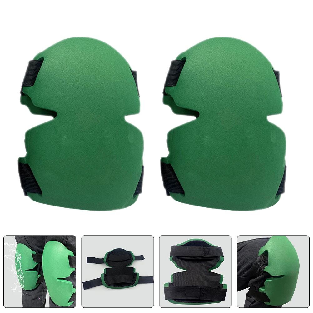 

2 Pairs Knee Pads Sports Flooring Cleaning Construction Gardening Olive Green Men EVA Adjustable Straps Outdoor Activities