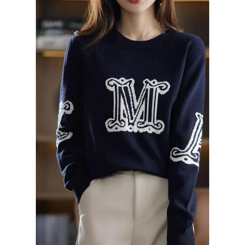 Autumn and winter 2022 New Cashmere sweater Women's O-Neck Long sleeve Exquisite Embroidery Cashmere Sweater Pullover