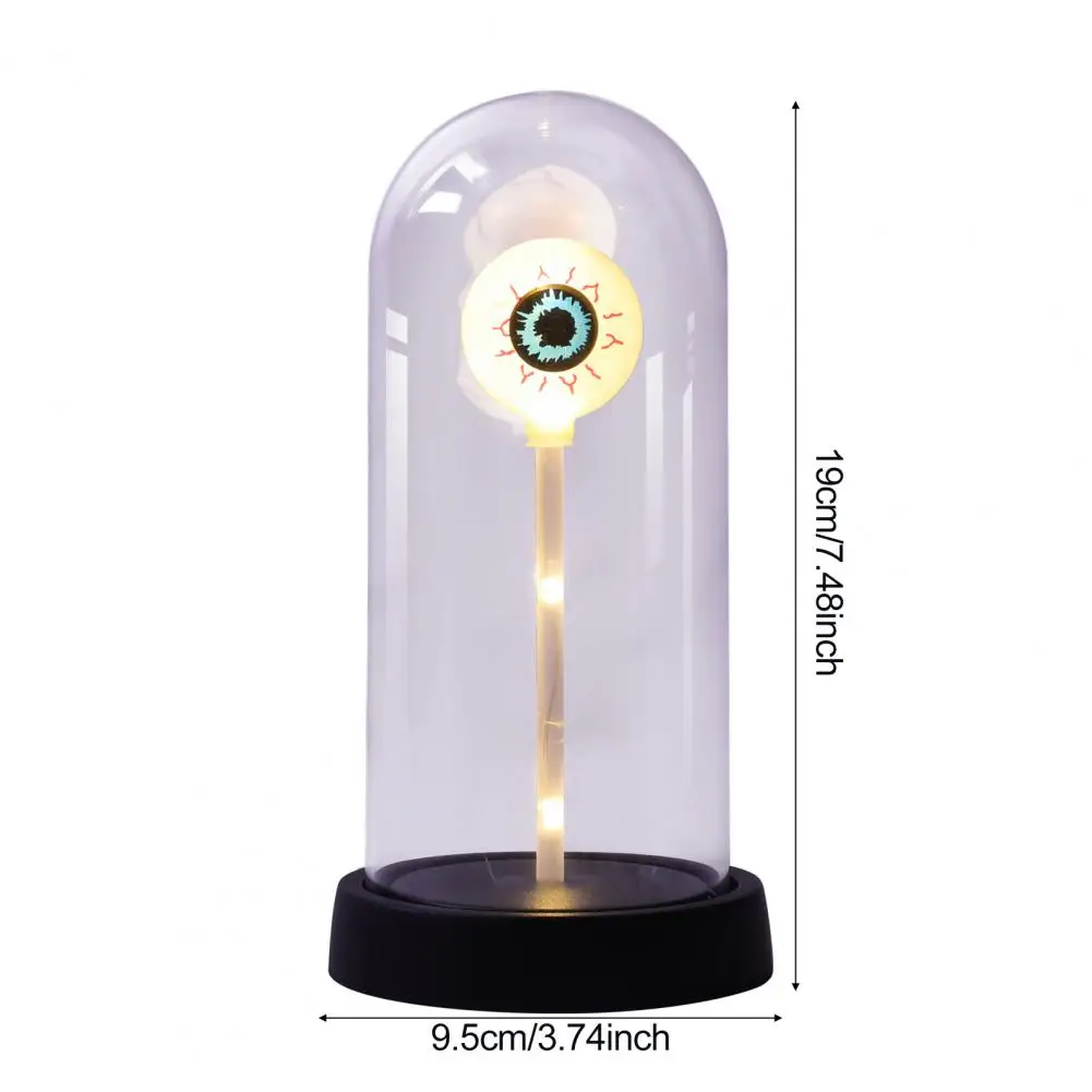 Halloween Dome Light Horror-themed Home Led Dome Eyeball Night Light Light-up Eyeball Decor Wooden Base Cloche for Home Kitchen