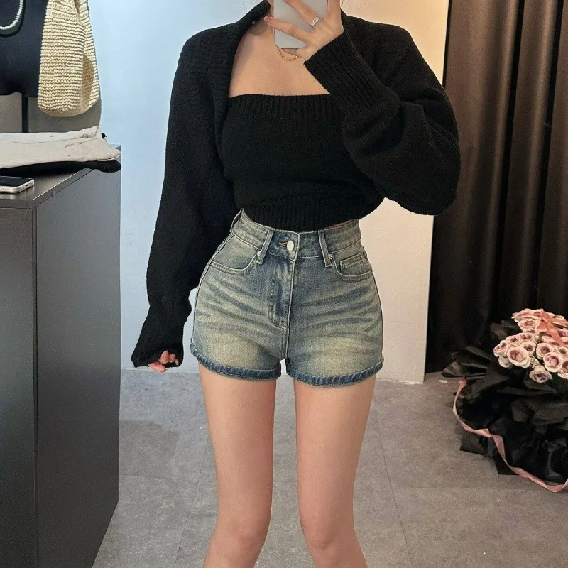 

Sexy High Waist Wrapping Hip Women Short Jeans Summer Fashion Stretch Denim Shorts New Casual Vintage Street Comfortable Shorts