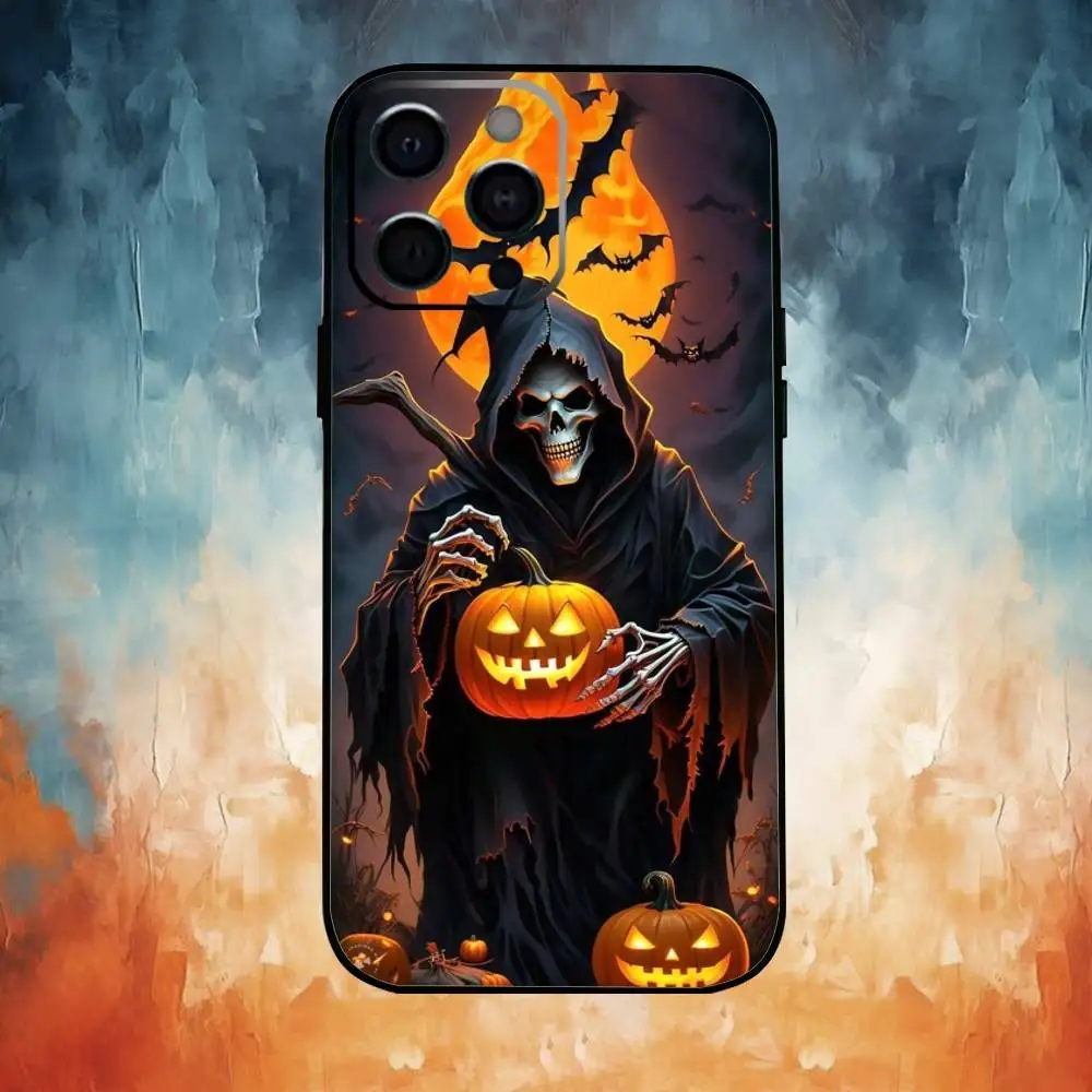 The Pumpkin Phone Case For iPhone17,16,15,14,13,12,11 Plus,Pro Max Soft Black Cover