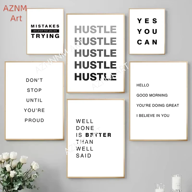 Einfache Inspirierende Zitate Leinwand-Kunstposter Moderne Wanddekoration für Wohnzimmer Modische Wohnraumdekoration