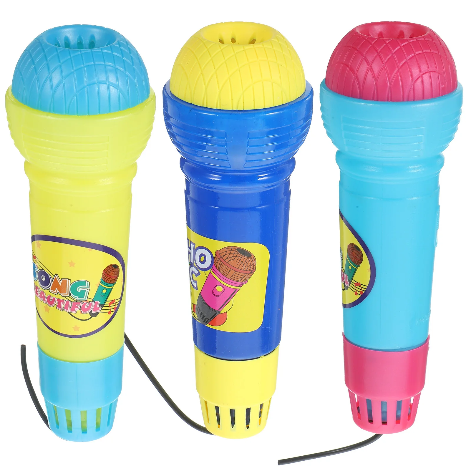 3 pçs plástico poderoso eco microfone brinquedos criativo design realista seguro material não-tóxico ideal para crianças presentes festas