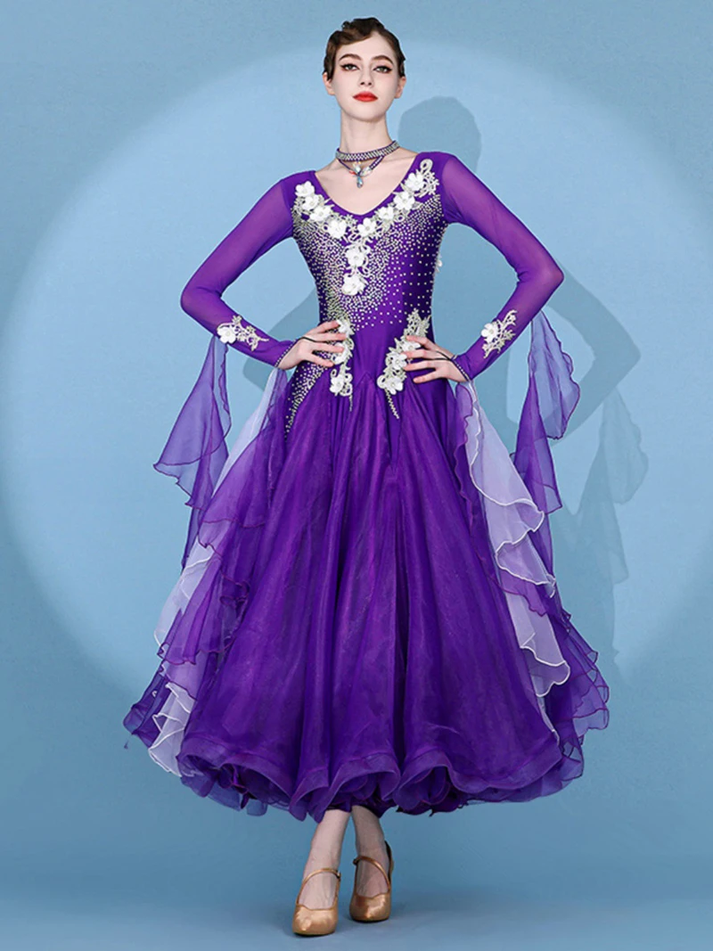 Standard Ballroom Dance Dress for Women Haute Couture Competition Dresses Adult Flamenco Waltz Tango Dancing Skirt