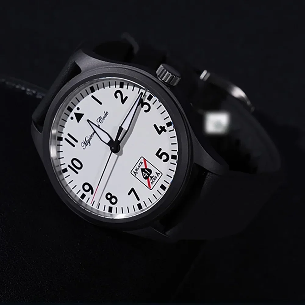 41mm Mysterious Code Fashion Aviation Flight Stopwatch Luxury Chronograph Waterproof Ceramic Mechanical Watch for Men and Women