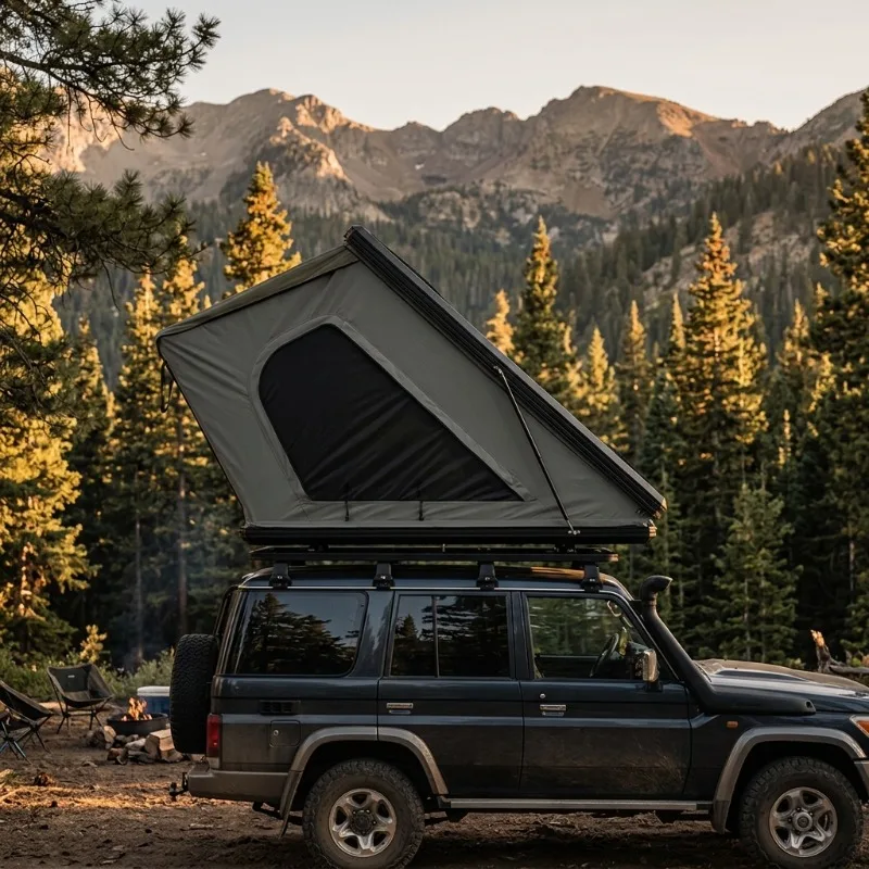 4x4 Updated Slimline Hard Shell Rooftop Tent for Outdoor Camping and Pickup Truck