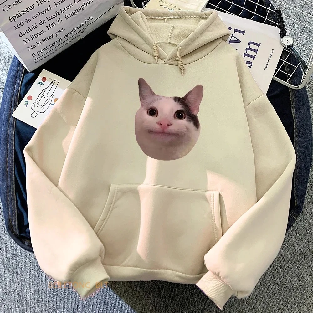 Meme Katzen Hoodies Casual Kawaii Grafik Druck Sweatshirts Frauen Bequeme Fleece Weiche Langarm Mädchen Hoodies Kleidung