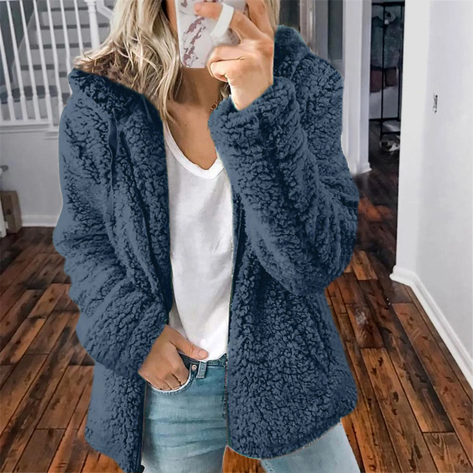 2024 Winter Women Elegant Bear Teddy Faux Fur Coat Thick Warm Soft Fleece Jacket Female Pocket Zipper Coat Veste Femme