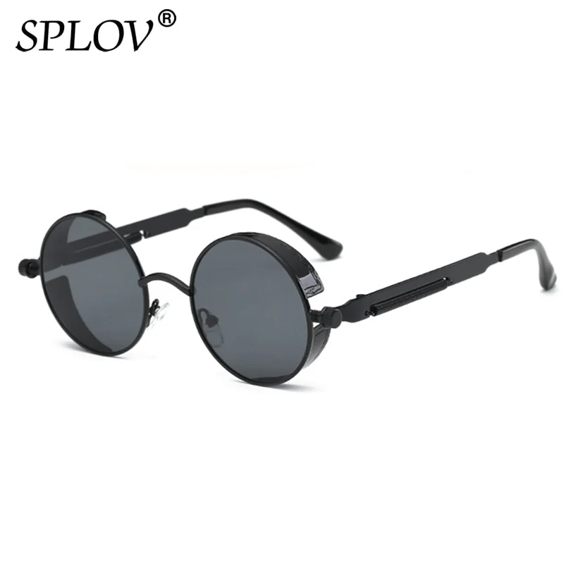 SPLOV Retro Round Steam Punk Sunglasses Men Women Brand Designer Small Circle Sun Glasses Vintage Metal Frame Driving Eyewear