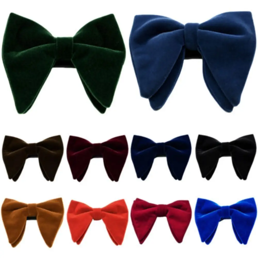 Adjustable Bow Tie High Quality Solid Velvet Mens Oversized Bow Tie Big Bow Tie Wedding Party