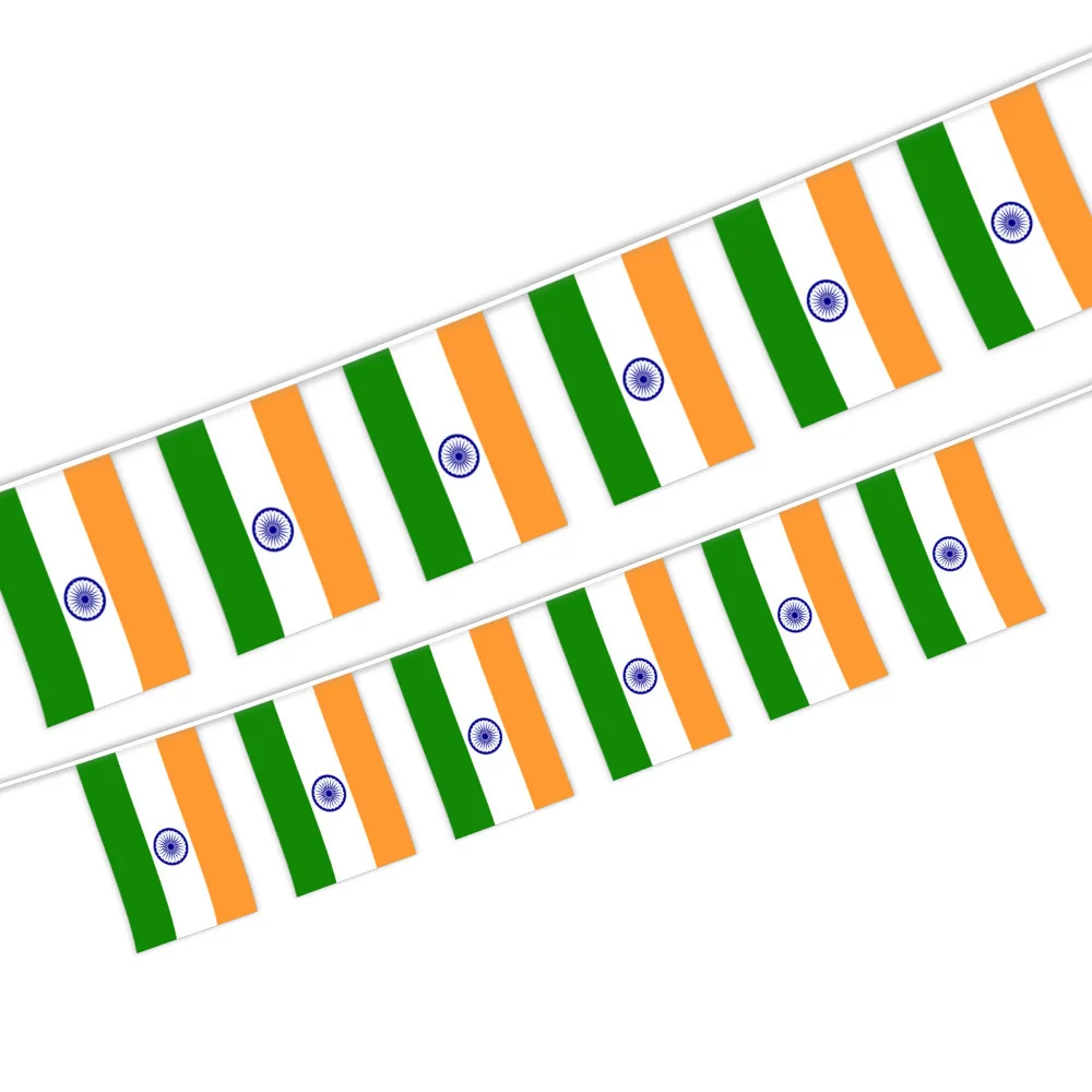 20Pcs Flags One String National Flag Lines Hang On One Rope India Buntings 14*21cm Stream Banner String India Banner Flags