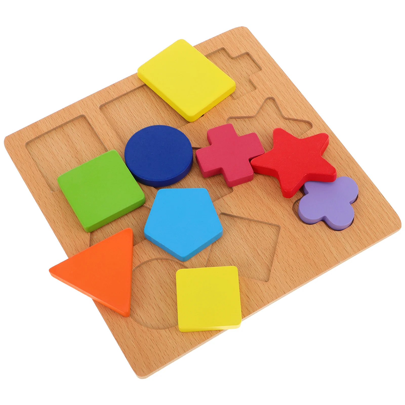 ชุดตัวต่อไม้รูปทรงเรขาคณิต 1 ชุด เกมจับคู่คณิตศาสตร์เพื่อการศึกษาสำหรับเด็กเล็ก ตัวต่อไม้ฝึกทักษะ