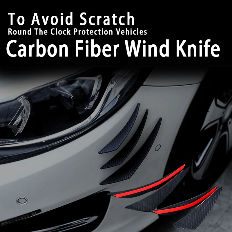 Accessorio anticollisione per auto Paraurti anteriore Diffusore per labbro Spoiler per corpo Pinne divisorie in fibra di carbonio